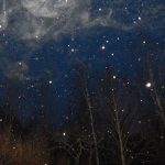 A photograph of a snowy night.