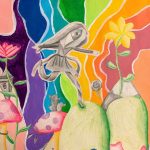 A multimedia collage of a body with a giant eye.