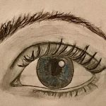 A close-up drawing of an eye.