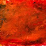 Acrylic painting of red abstract scene