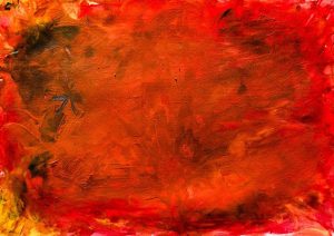 Acrylic painting of red abstract scene